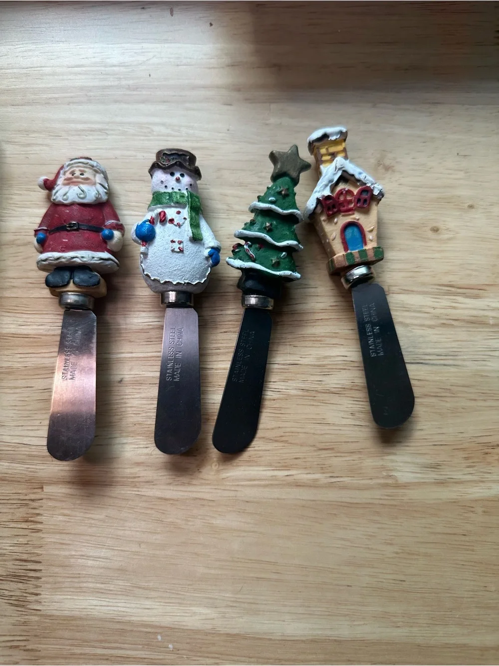 Holiday Cheese butter jelly Spreaders Set -Santa Claus snowman tree house